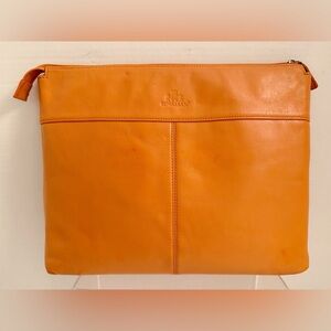 Rowallan Scotland Soft Leather Orange Laptop Sleeve/ Clutch /Document Pouch